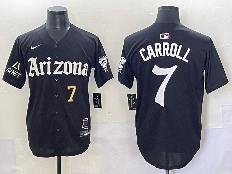 Men 2025 Arizona Diamondback #7 Carroll Black Five generations Joint Name Nike MLB Jersey style 10->arizona diamondback->MLB Jersey